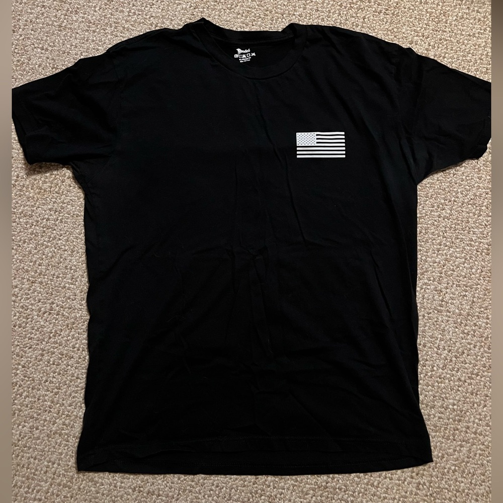 Classic Black T-Shirt with Flag Detail